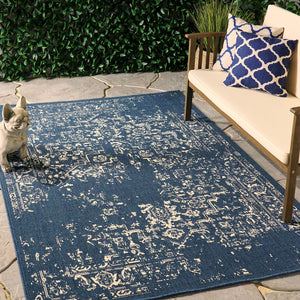 English Elm Christopher Knight Home® - 7'x5'3" Blue Polypropylene Area Rug — 100% Durable Low-Pile Handcrafted Design, 4mm Pile 72342.00