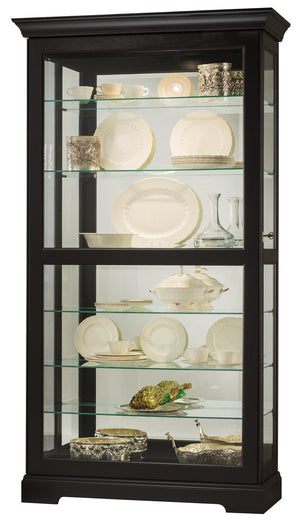 Hekman Furniture 680538 Howard Miller Tyler Ii Curio Cabinet - Elegant Black Satin Display With Adjustable Shelves Black Satin Tyler Ii Curio Cabinet 680538