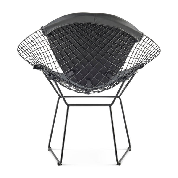English Elm Diamond Chair Black Frame Modern Iron Wire Design with PU Seat, Multiple Finishes, 28x22x27 Inches B353P366768