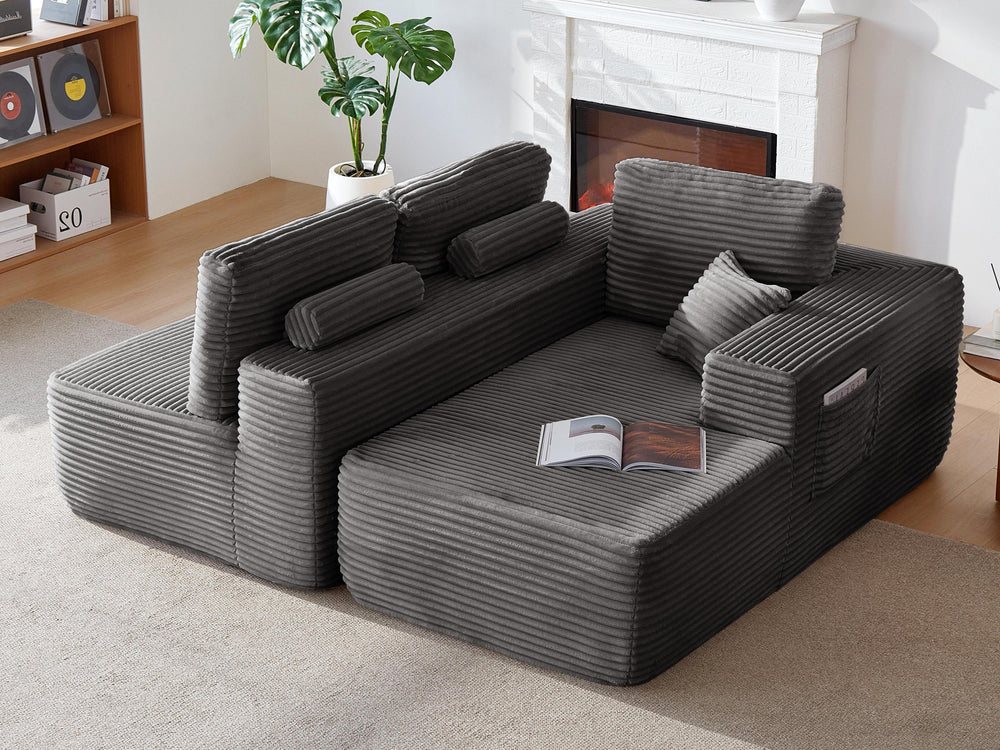 English Elm New104" Cloud Sectional Corduroy Sofa Deep Plush Seating Modular Living Room Couch W3975S00046