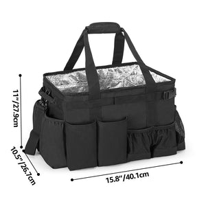 English Elm Picnic Bbq Caddy Bag with Aluminum Interior Mesh Pockets and Foldable Organizer W2181P481692