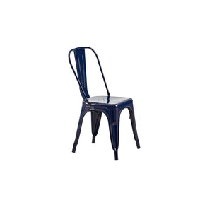 English Elm Set Of 2 Dark Blue Industrial Metal Dining Chairs - Stackable, Lightweight, Easy-Clean, Modern Design B347P383092-GIGA