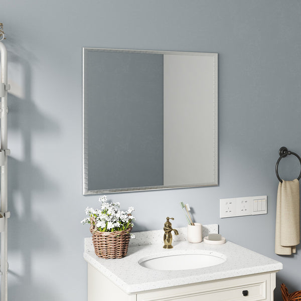 English Elm 80cm Round Float Glass Wall Mirror Polished Edge Vanity Bathroom Hallway Decor White W3151P265960