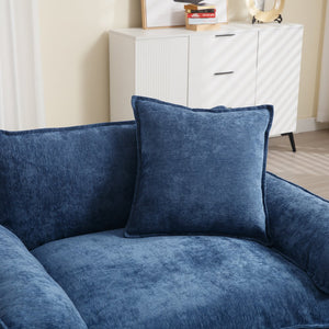 English Elm 44.5" Oversized Club Chair with Ottoman Chenille Upholstered Solid Wood Reading Seat Blue W3244S00006