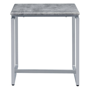 English Elm Grey 3-Piece Occasional Set With Faux-Concrete Tabletop & Sleek Silver Metal Bases For Modern Style B062P185644