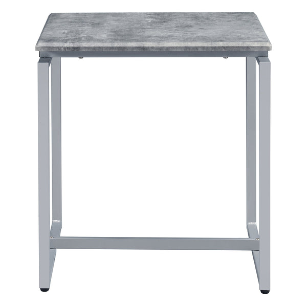 English Elm Grey 3-Piece Occasional Set With Faux-Concrete Tabletop & Sleek Silver Metal Bases For Modern Style B062P185644