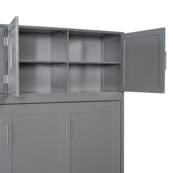 English Elm Queen Murphy Bed with Fold Down Desk Hydraulic Lift Storage Cabinets White N820S10034E-1