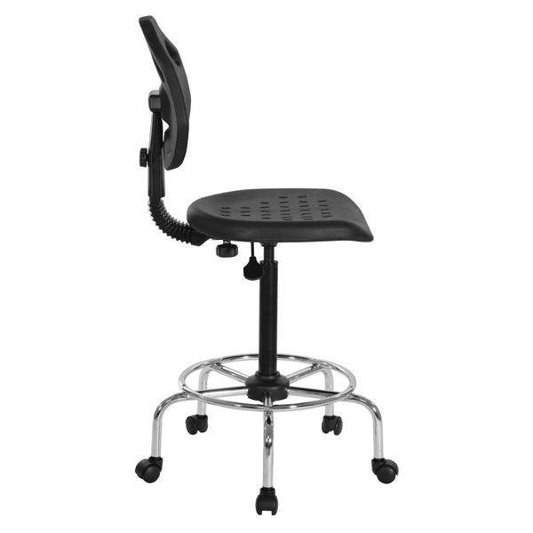 OSP Home Furnishings Drafting Chair with Urethane Seat Pneumatic Height Adjustment for Labs and Workspaces KH81313CX