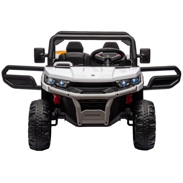 English Elm 24v Kids Ride on Dump Truck Two Seat Electric Utv with Tilting Bed and Remote Control White W1578P188522