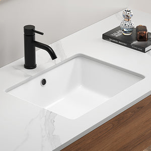 English Elm Rectangular Undermount Ceramic Basin White Glazed Vanity Sink with Overflow Protection W3402P326494