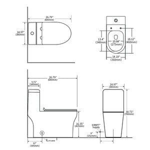 English Elm 1.1/1.6 Gpf Elongated Ceramic One-piece Toilet Skirted Base Comfort Height Soft Close B2724P246930