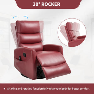 English Elm Heat Massage Rocker Swivel Recliner with Lumbar Relief and Tufted Fabric Lounge Chair W3224P321932