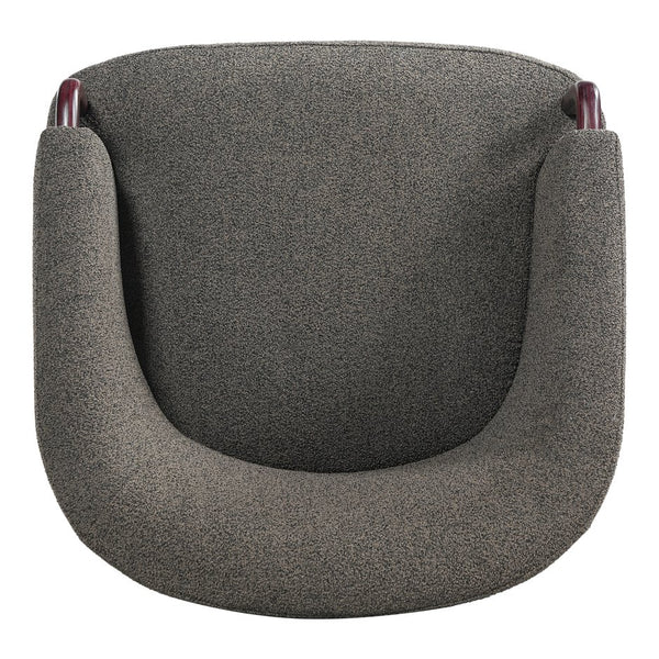 English Elm 30" Boucle Swivel Barrel Chair Wood Accents Sculptural Accent Seating for Any Room N767P422966W