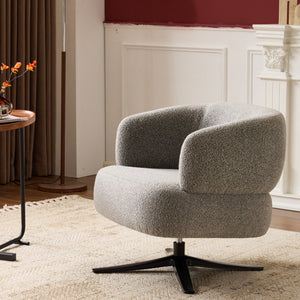 English Elm Cuddle-style linen swivel chair with 360° rotation, wrap-around cradle design for cozy compact spaces Antique Grey W3248P354261