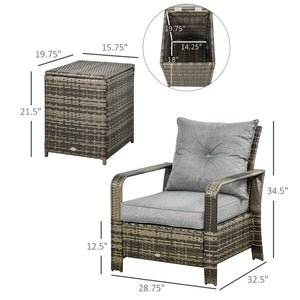 English Elm Patio 3 Piece Wicker Lounge Set with Lift Top Storage Table and Tufted Cushions T3971P386802