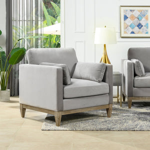 English Elm Jennifer Taylor Home - Knox 36" Plush Velvet Arm Chair In Opal Grey - Modern Farmhouse Design With Removable Cushions B2719P238324