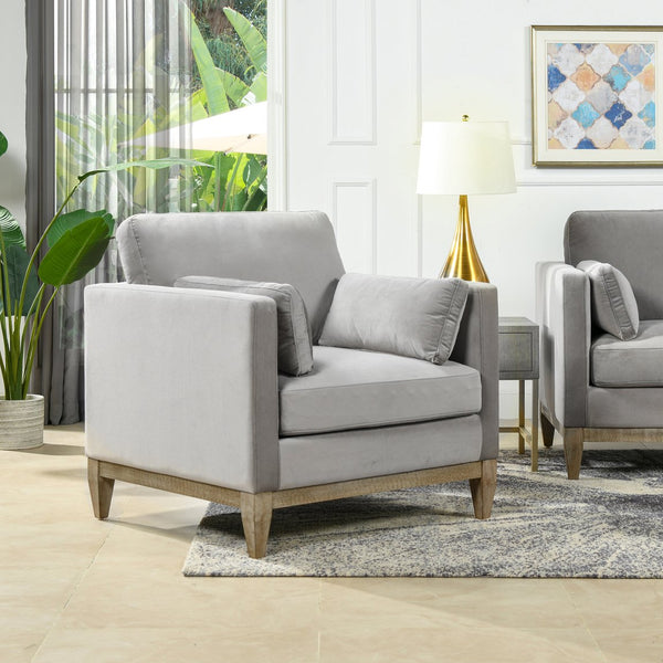 English Elm Jennifer Taylor Home - Knox 36" Plush Velvet Arm Chair In Opal Grey - Modern Farmhouse Design With Removable Cushions B2719P238324