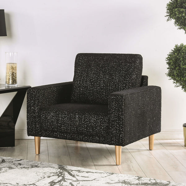 English Elm Contemporary Plush Armless Chair with Metal Legs, Adjustable Headrest, Boxed Cushions & Chaise Comfort Black 41 L x 36 W x 23 H B2741P378507