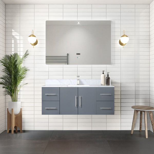 English Elm Dark Grey 48 in Bath Vanity with Carrara Marble Top, Soft-Close Drawers, Chrome Faucet Included B2731P258640