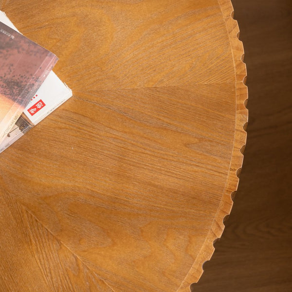 English Elm 35.4 Modern Round Retro Coffee Table with Solid Wood & MDF, Sturdy 110lb Capacity, Stylish Centerpiece Natural W757P241081