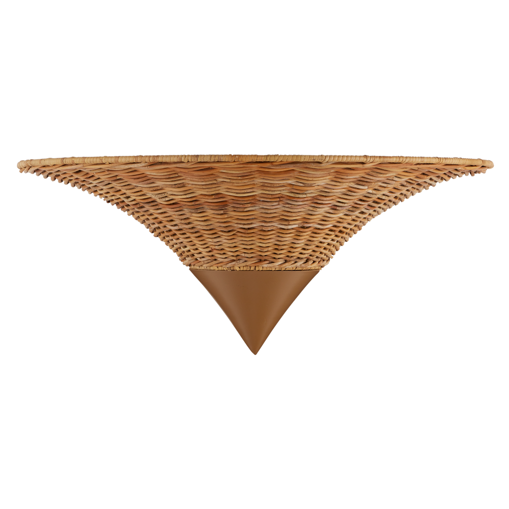 Zola Wall Sconce - Contemporary Natural Rattan & Wrought Iron Design in Khaki Finish for Elegant Spaces