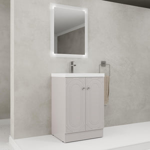 English Elm 24" Freestanding Bathroom Vanity with White Resin Sink, Soft-Close Doors, Adjustable Shelf, Durable Plywood Finish khaki W999S00334