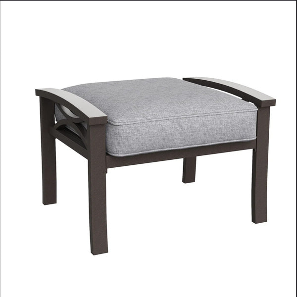 English Elm Set of 2 Outdoor Steel Ottomans with Water Repellent Cushions for Patio or Deck Gray+ Khaki B082P455154