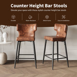 Christopher Knight Home® - Noble House - - 28Inch Counter Height Bar Stools Set Of 2, Modern Bar Upholstered Chairs With Pu Leather, Metal Footrest And Frame For Kitchen Island, Bar Table, Dining Room, Brown