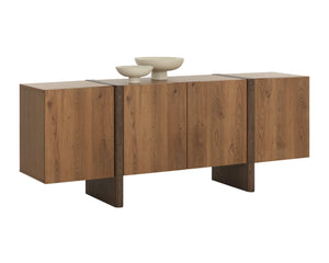 Sunpan Ewan Sideboard – Two-toned Oak Beauty With Rich Graining, Modern Design & Functional Storage Solution Brown Wood 111794