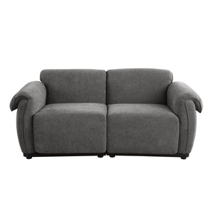 English Elm 102 Inch Linen Modular Sectional Sofa with Hidden Storage and Cloud Cushion Comfort Grey W1099S00204