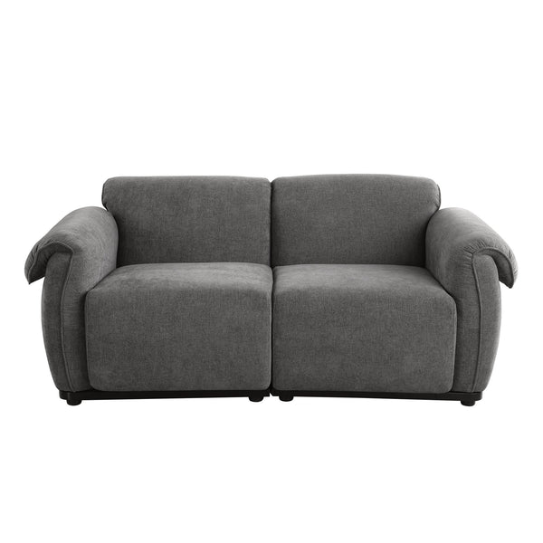 English Elm 102 Inch Linen Modular Sectional Sofa with Hidden Storage and Cloud Cushion Comfort Grey W1099S00204
