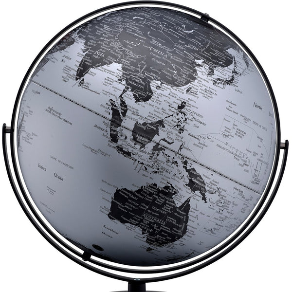 English Elm 20.5" Black Silver Sculptural Globe with Raised Relief Continents for Executive Desk B072116019