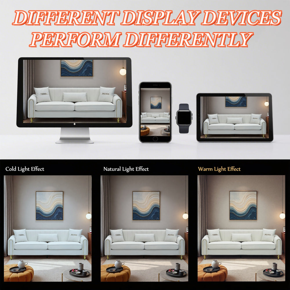 English Elm FX-P11-CW Modern 87.4" 3-Seater Sofa Upholstered Plush Fabric, Pocket Springs, Foam, Metal Legs W576P360570