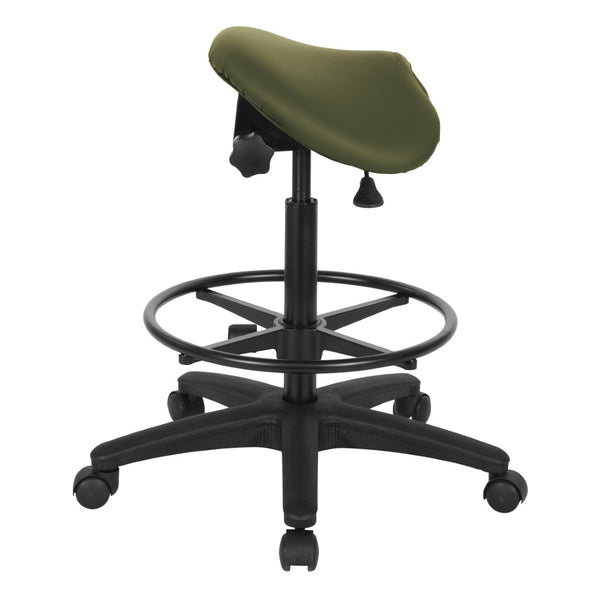 OSP Home Furnishings Backless Saddle Stool Ergonomic Pneumatic Height Adjustable Office Studio Task Seating Dillon Sage ST205-R106