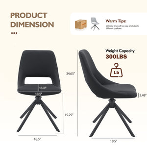 English Elm Dining Chairs Set Of 4 - Modern Swivel Design, Comfortable Pu Leather, Durable Metal Frame, Black W3493P347176