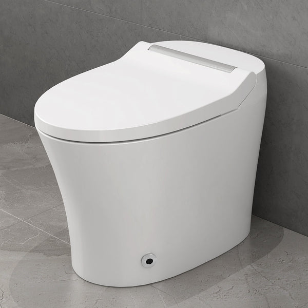 English Elm Smart toilet One-Piece Elongated Heated Seat with Foot Sensor, Dual Flush, Auto-LED Night Light, IPX4 Waterproof and Soft-Close Comfort Bowl (White) N753P222587W