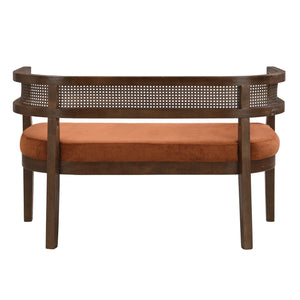English Elm 47.5" Hand-woven Rattan Loveseat with Open Weave Back and Cushioned Two-seat Comfort N771P381036C