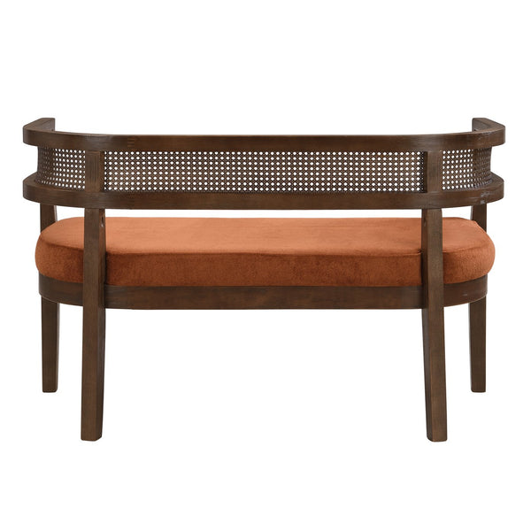 English Elm 47.5" Hand-woven Rattan Loveseat with Open Weave Back and Cushioned Two-seat Comfort N771P381036C