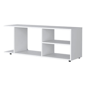 English Elm White TV Rack Sleek Open-Storage Media Console with Easy-Clean Surface, Compact 47.4" Organizer and Modern Appeal B062P252133