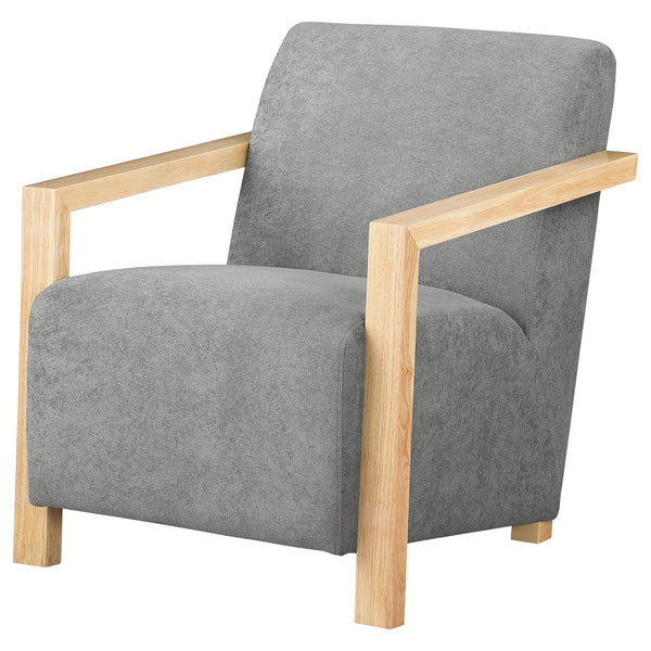 English Elm Landis Grey Fabric Accent Chair with Natural Wood Arms for Modern Living Spaces B062P441110