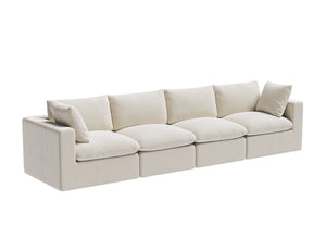 English Elm Modular L Shaped Sectional Sofa in Corduroy Fabric Seats Four with Accent Pillows W1955S00003