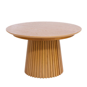 English Elm 47"-78" Extendable Round Oval Dining Table Fluted Pedestal Seats 8 Mid Century N768P399828N_N768P399829N