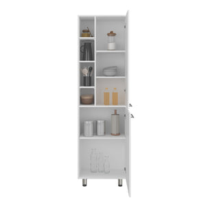 English Elm Kitchen Tall Pantry 80.3" H White Engineered Wood, 9 Shelves, 2 Drawers, Slim Freestanding Storage B097P395877