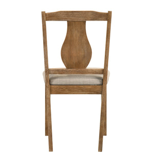 English Elm Weathered Oak Five-Piece Dining Set with Padded D22 Foam Seats, Warm Grain Finish for Cozy Meals B062P209306