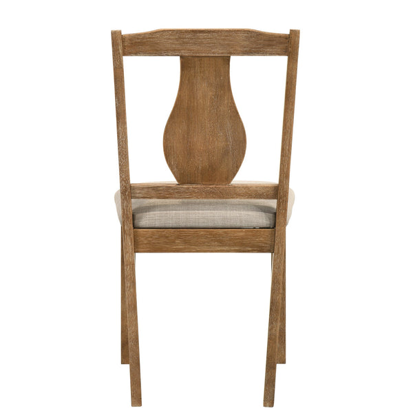 English Elm Weathered Oak Five-Piece Dining Set with Padded D22 Foam Seats, Warm Grain Finish for Cozy Meals B062P209306