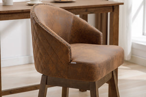 English Elm United We Win Quilted Microsuede Swivel Barstool with Wood Legs and Gold Rivet Trim W1568P361710