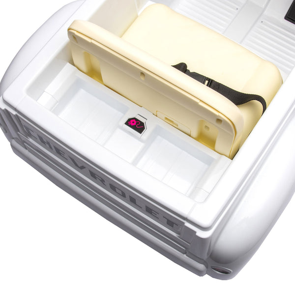 English Elm 12v Chevrolet 3100 Licensed Vintage Pickup Ride on Truck with Led Lights and Parent Remote White W1578P214179