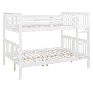 English Elm Full Over Bunk Bed Solid Pine Frame White Finish Converts to Two Beds LT000203AAK-1