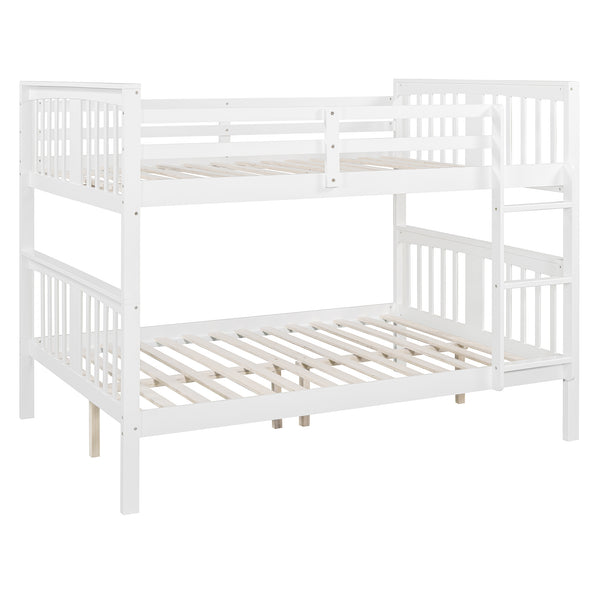 English Elm Full Over Bunk Bed Solid Pine Frame White Finish Converts to Two Beds LT000203AAK-1