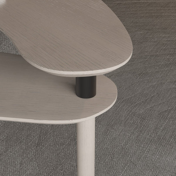 English Elm Contemporary rotatable cocktail table with 360° swivel top, sintered stone & MDF surface, space-saving design Dark Brown W2899P372753